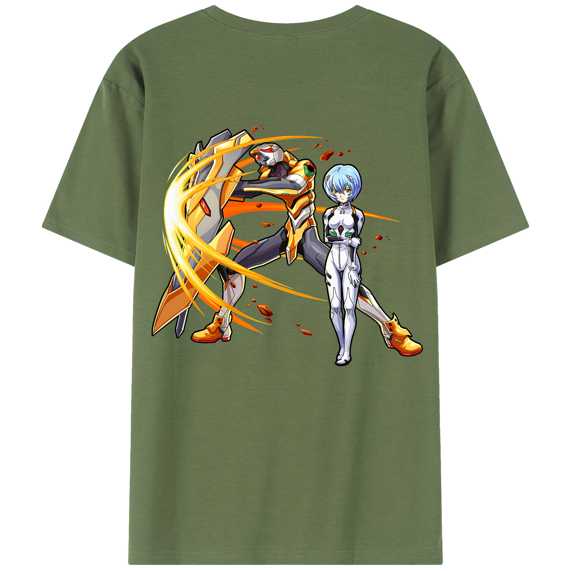 （画像用） EVA 新世紀エヴァンゲリオン 綿100％ メンズ半袖Tシャツ（バックプリント） 通気性